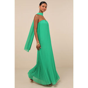 Lulus Lael Green Pleated Strapless Dress And Scarf Set - Size S